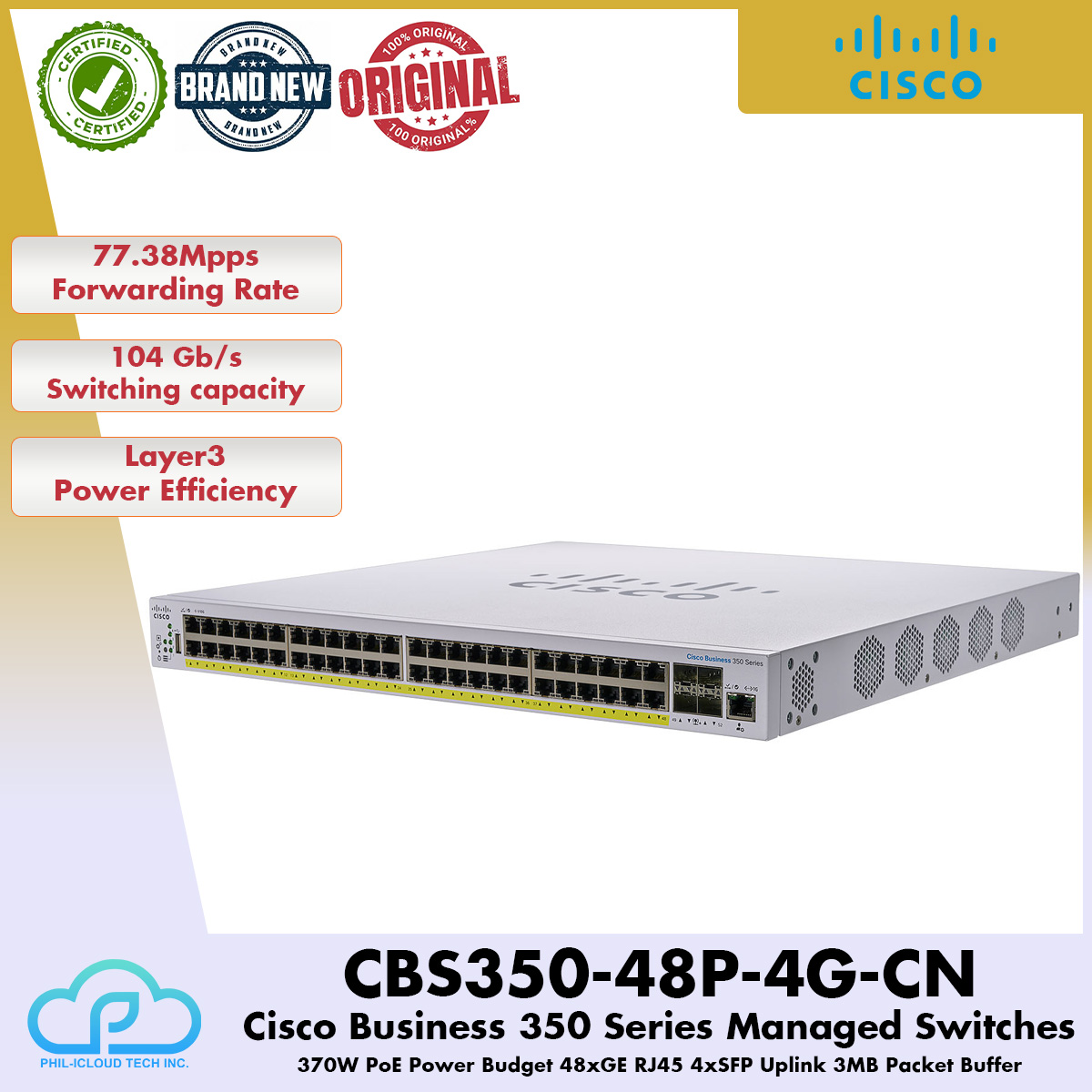 Cisco Business 350 Switch CBS350-48P-4G-CN Managed 48-port GE, PoE