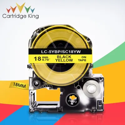 Black on Yellow SC18YW LC-5YBP 3/4"(18mm) Label Tape for Epson King Jim LW-C410 LW-400 LW-400L Tepra Pro SR210 SR220 Label Maker