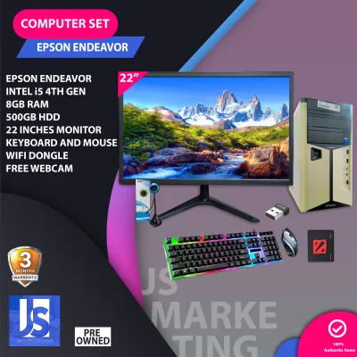 Computer Set Package / Epson Endeavor / Intel i5 4th Gen / 8gb Ram / 500gb HDD / 22 Inches Full HD Monitor / Keyboard and Mouse / Mousepad / Wifi Dongle / Free WEBCAM