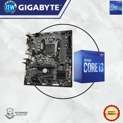 Intel Core i3-10100F with GA-H510M-H GIGABYTE INTEL H510 LGA1200 6+2 PHASE DIGITAL VRM, DSUB/HDMI MATX MOTHERBOARD Bundle