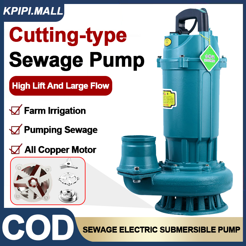 Sewage Submersible Pump Cutting Sewage Pump 1000W (2HP) High Lift Water