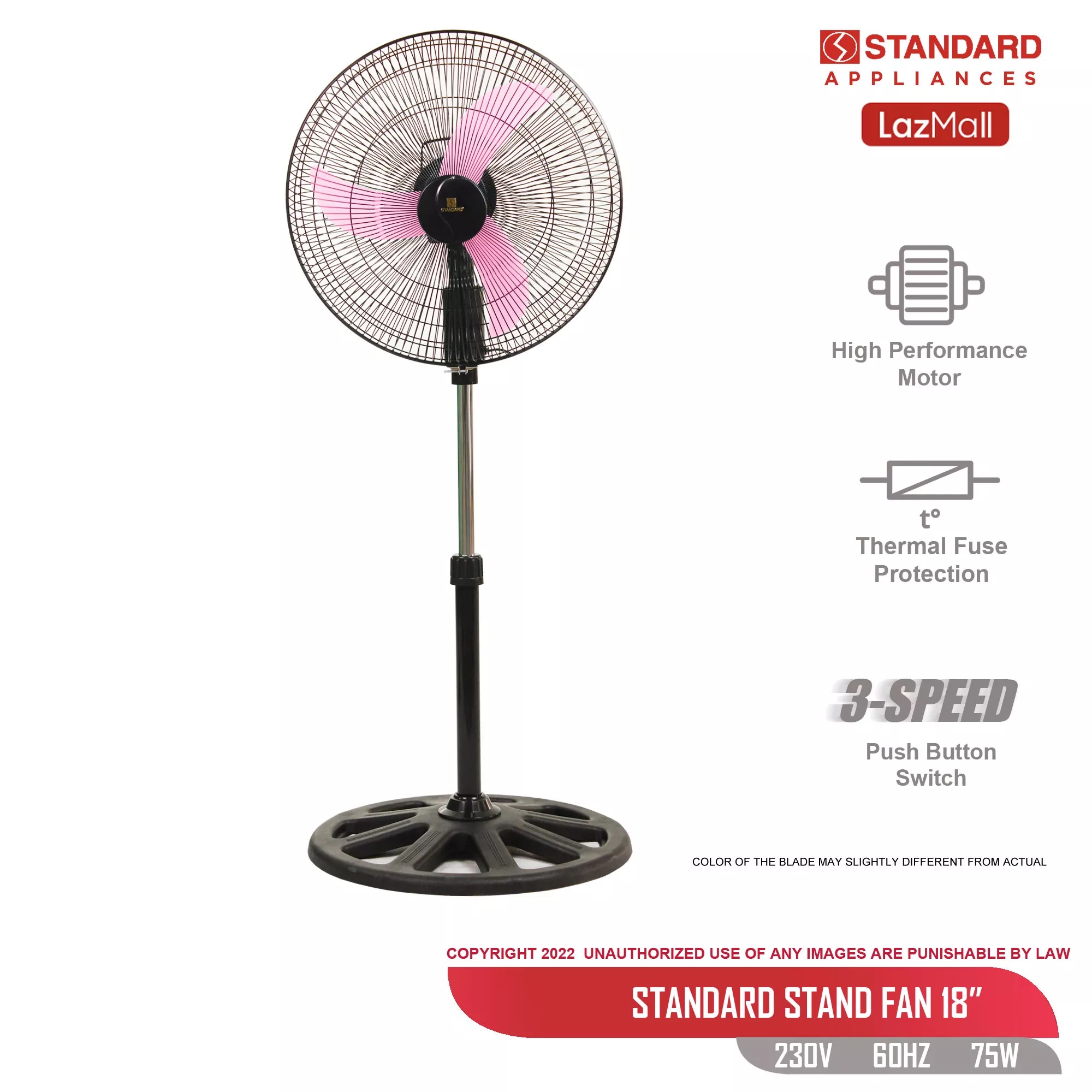 Standard Stand Fan STS18 / SSM18B 18″ Plastic blade Stand Fan STS