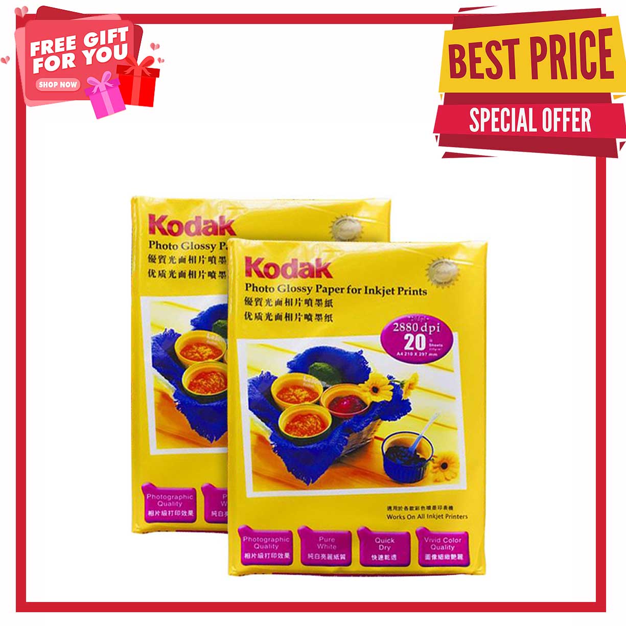 (1 PACK) 260gsm Kodak Photo Paper Glossy (20 Sheets) Lazada PH
