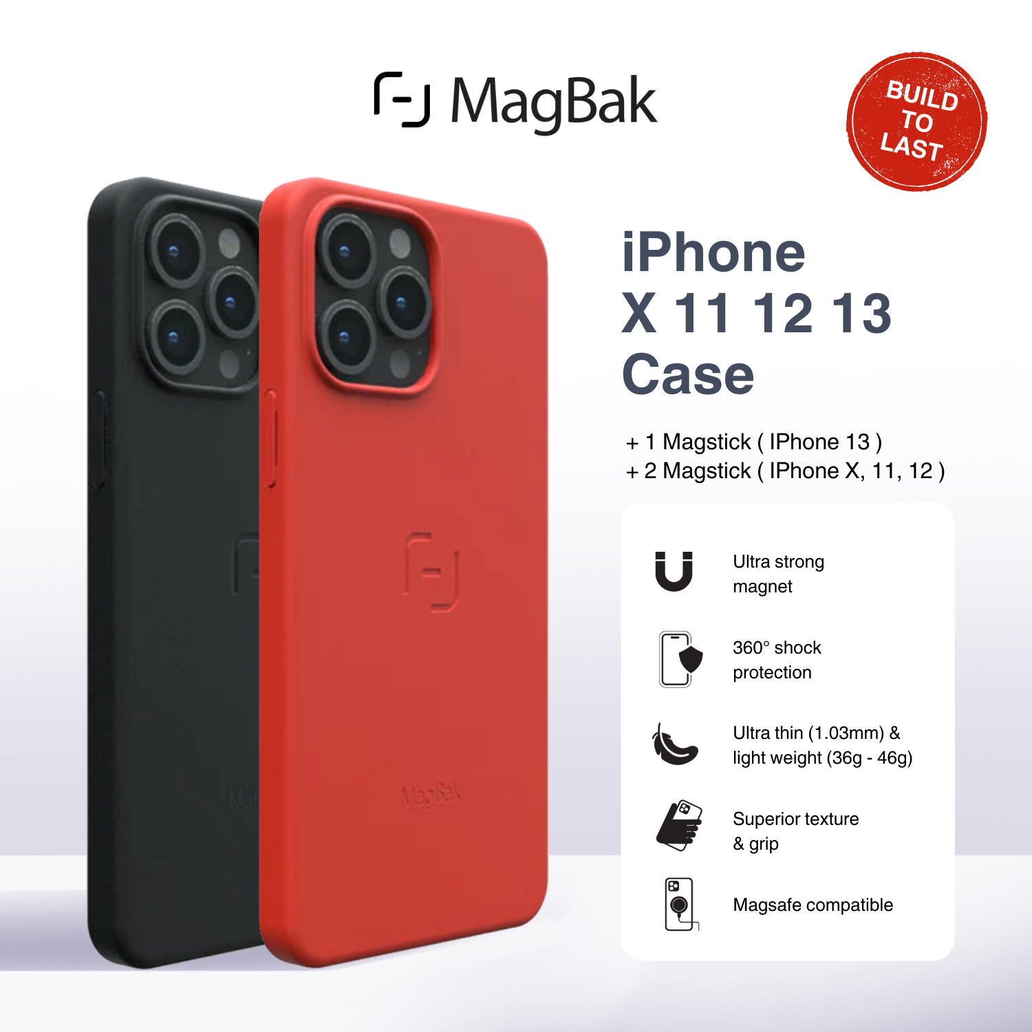 Magbak iPhone case with Mag Stick Ultra Strong Mount Anywhere