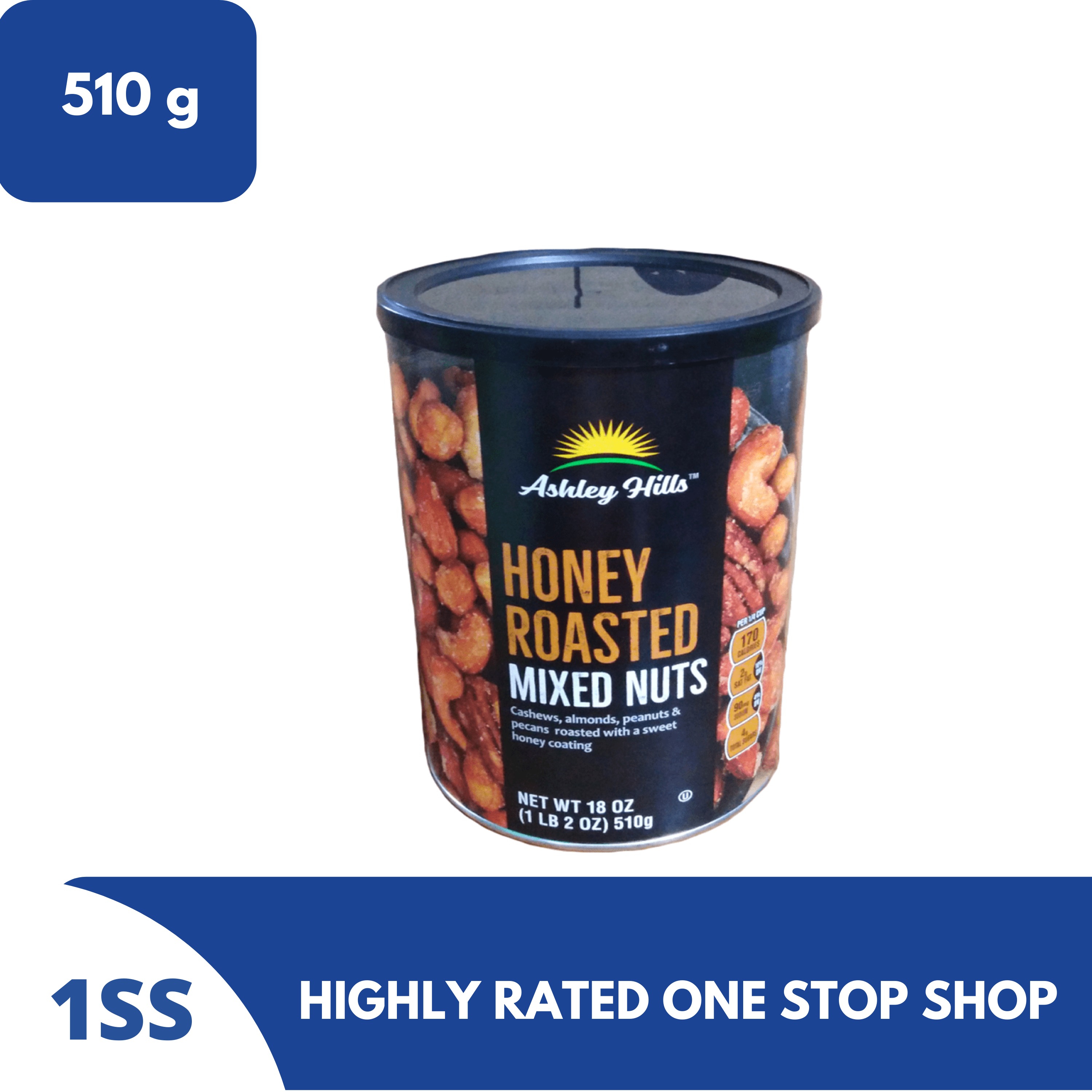 Ashley Hills Honey Roasted Mixed Nuts, 510g