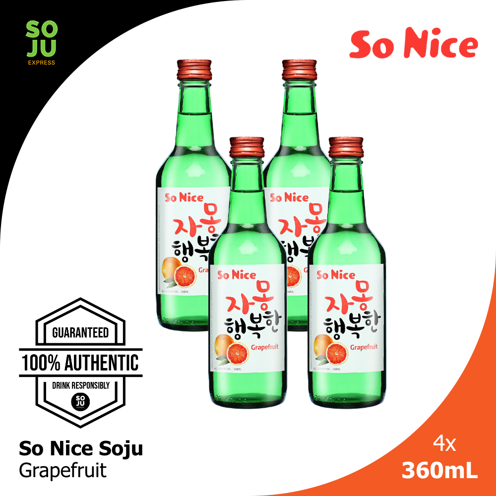 So Nice Soju Grapefruit 360ml x 4 Lazada PH