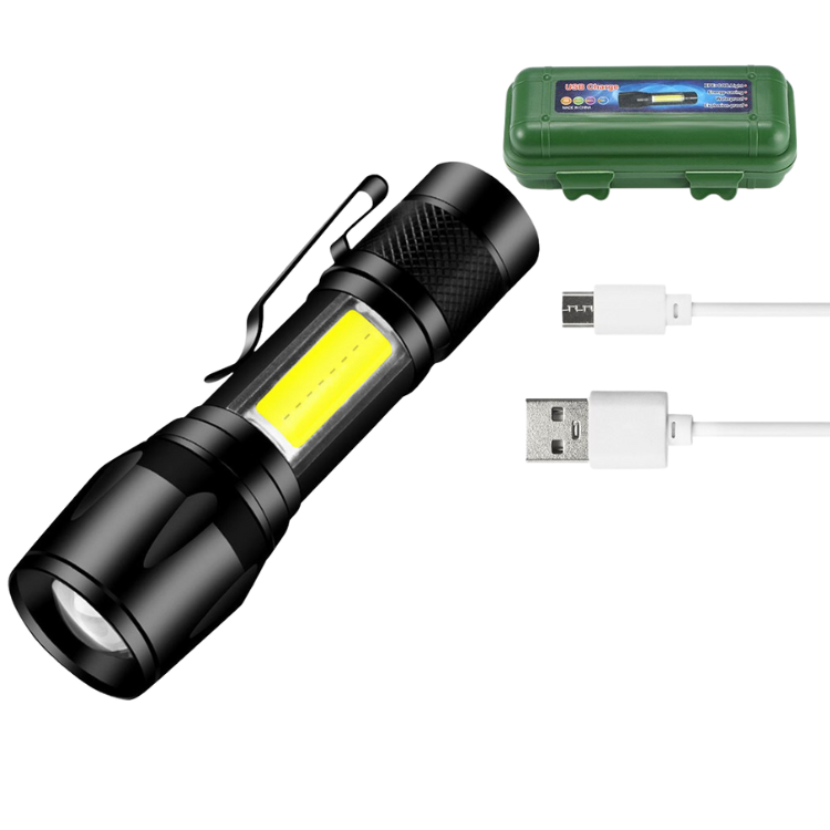Portable Mini Led Flashlight Zoom Torch Built In Battery USB