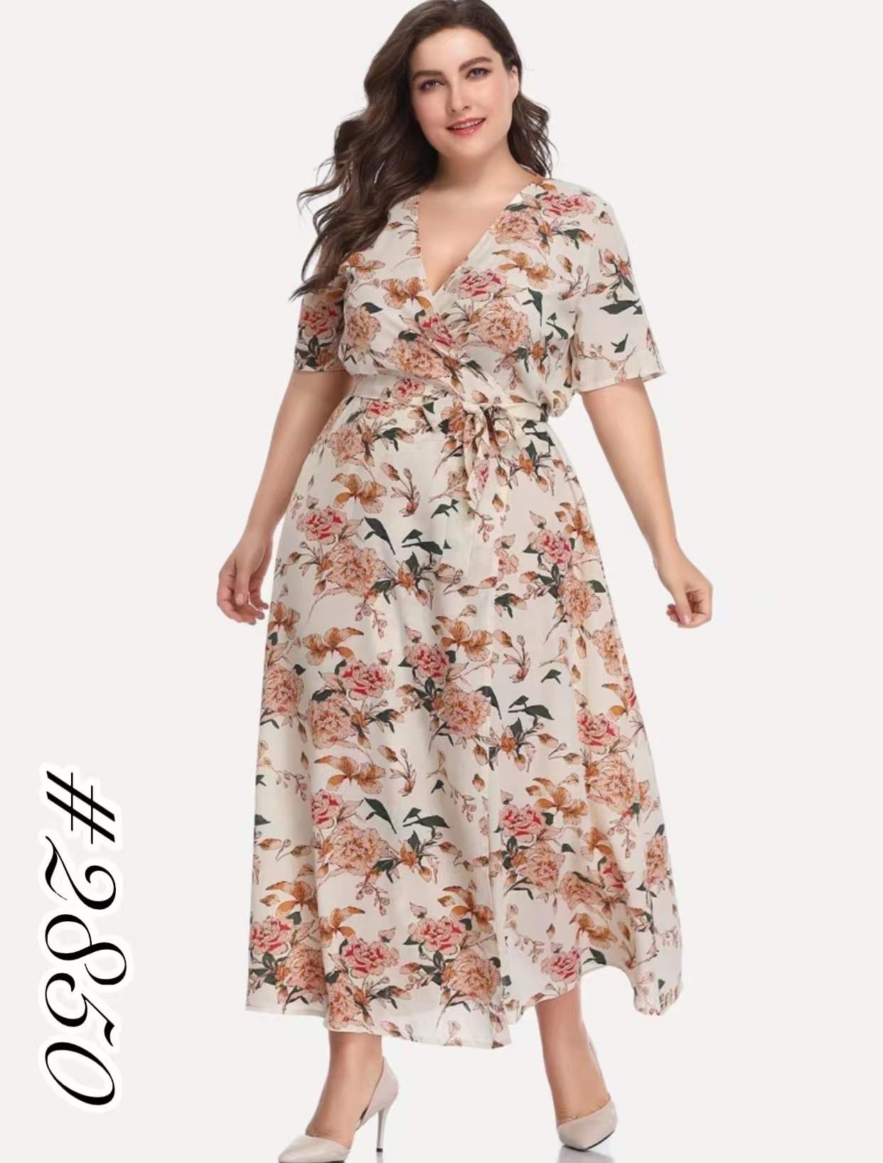 2850 Summer Floral Short-Sleeve Maxi Dress Korean Marinity Style I ...