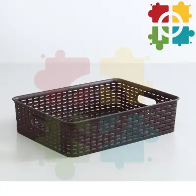 Zooey Rattan Eco Tray Basket Small Choco
