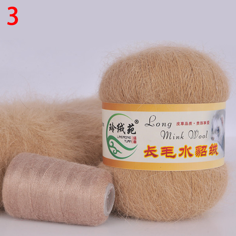 pzcf 50+20g/set weaving Sweater For Cardigan Scarf Hand-Knitting Thread Long Plush Mink Cashmere Yarn Anti-pilling
