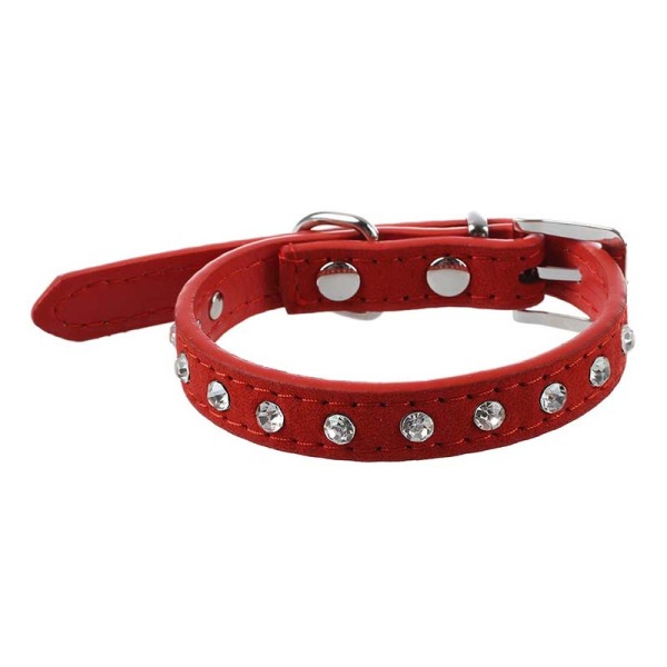 Red PU Leather Dogs Cats Pets Puppy Neck Safety Collars XS