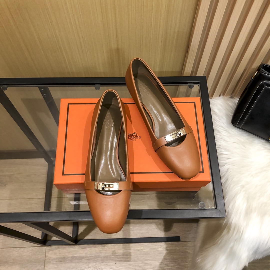 (with Box) Hermesˉ Women's Shoes 2022 New Flat Shoes Fashion Allmatch