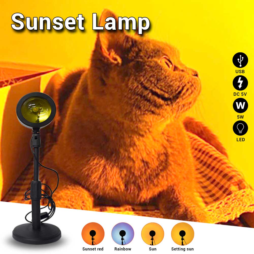 Casa Seda LED Sunset Lamp Projector, USB/Plug Tiktok Sunset Lamp Fairy