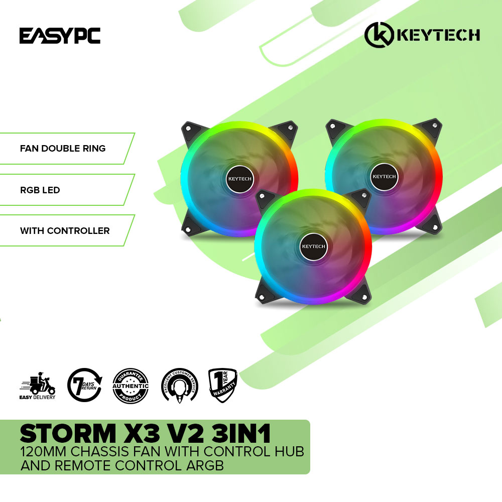 EasyPC Keytech Storm X3 v2 3in1 120mm Chassis Fan with Control Hub