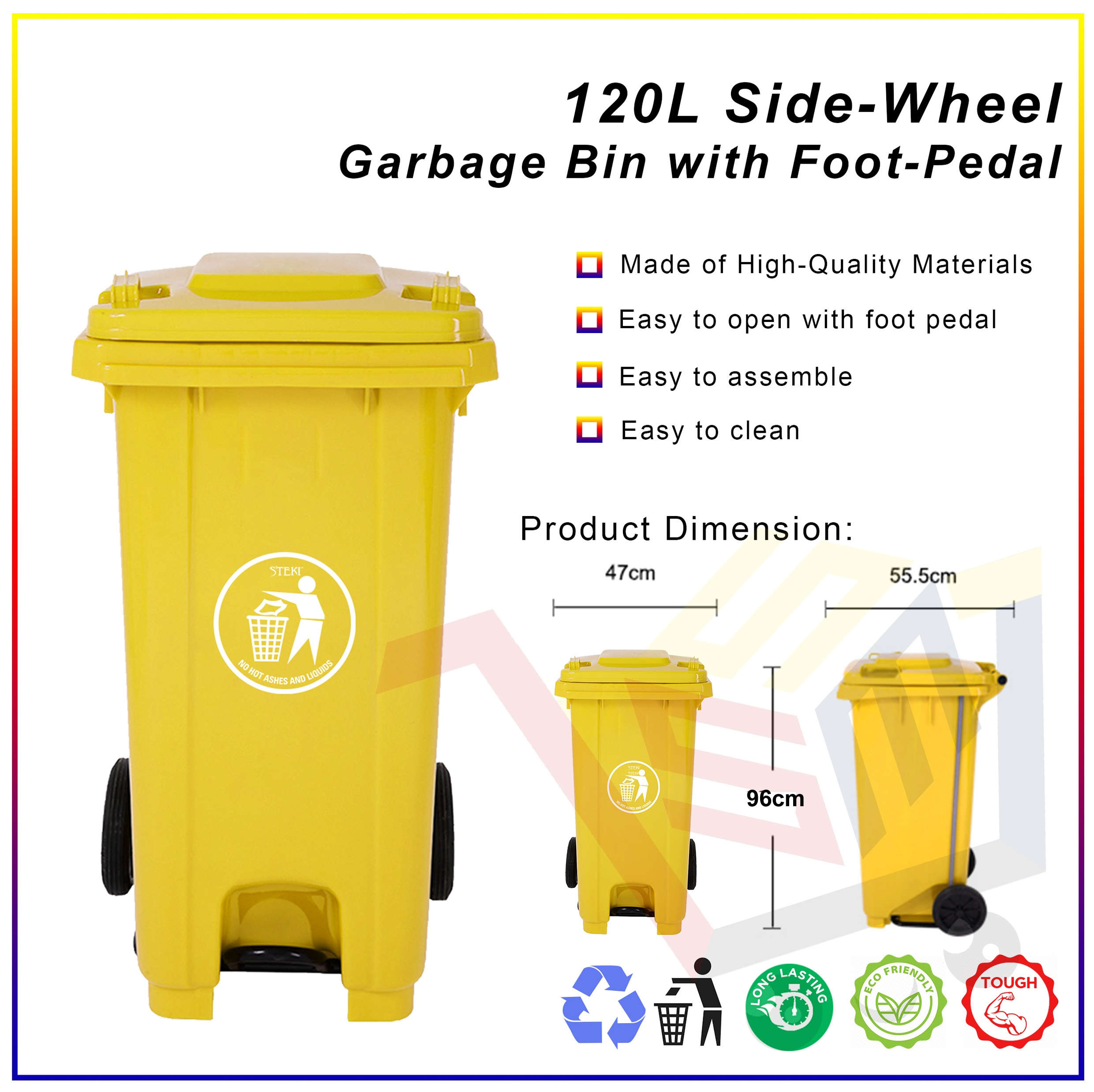 Large outdoor garbage bin with pedals and wheels Lazada PH