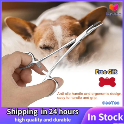 【Free Gift】DeeTee Stainless Steel Pet Dog Cat Ear Hair Tweezers Curved Tip Cleaning Clamp