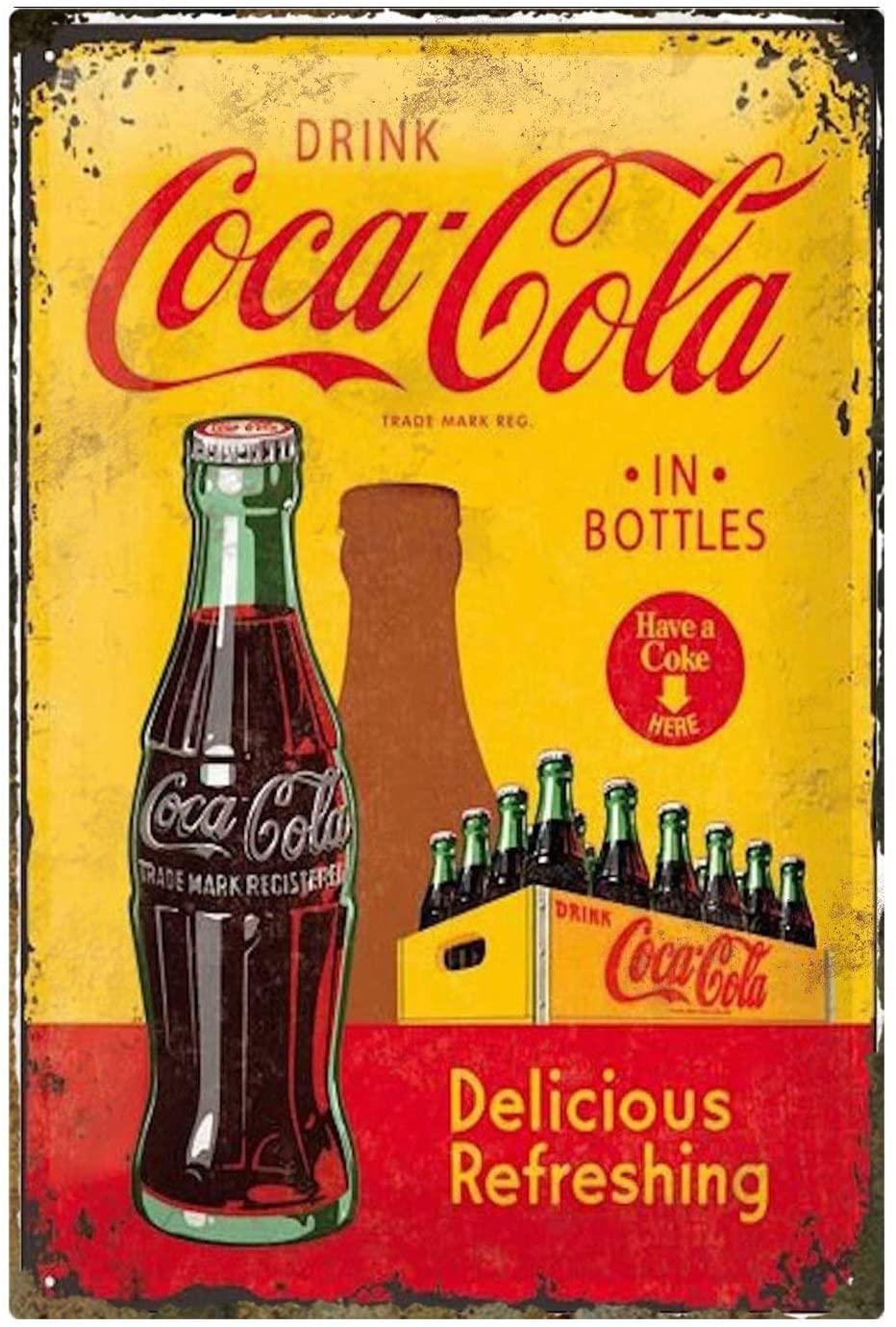 Coca Cola Coke 5 Cent 1910 Logo Ad Retro Vintage Wall Art Decor Metal Tin Sign