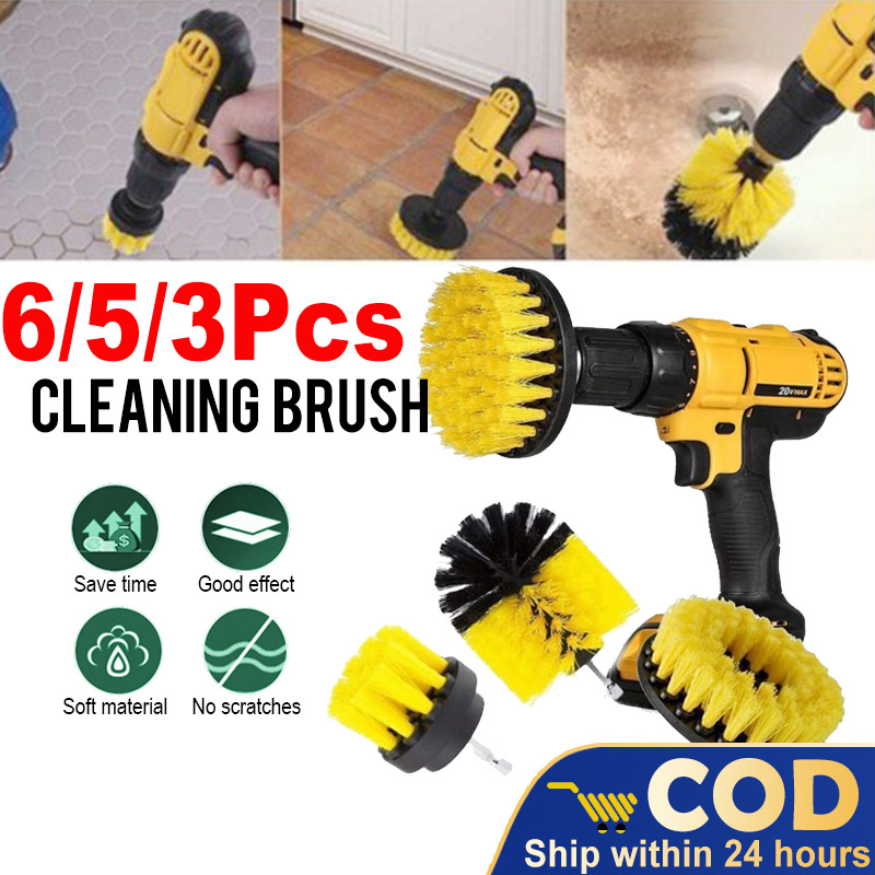 3pcs Electric Drill Brush Power Scrubber Round Cleaning Brush Carpet Glass  Car