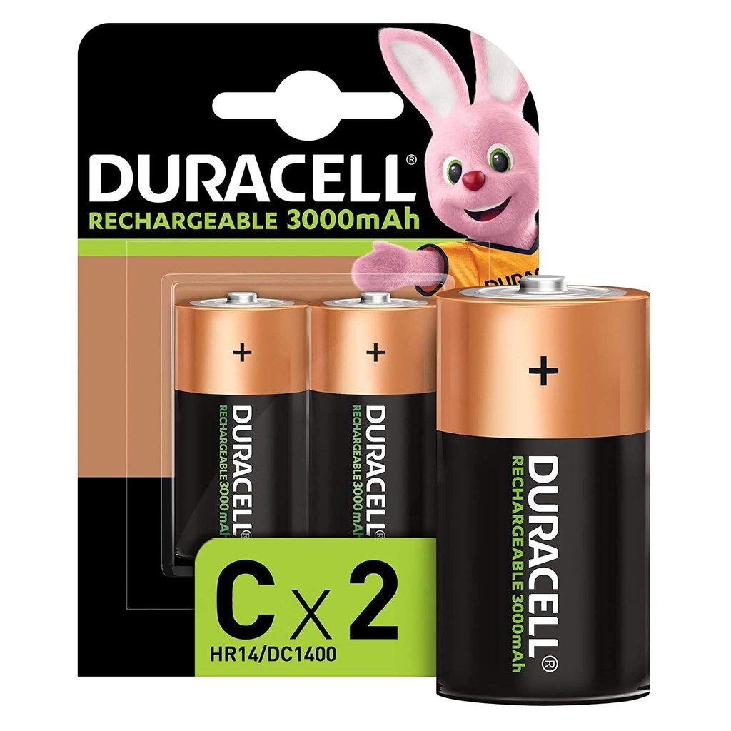 Duracell C Rechargeable Battery Size C (2 pcs) 3000mAh Rechargeable ...