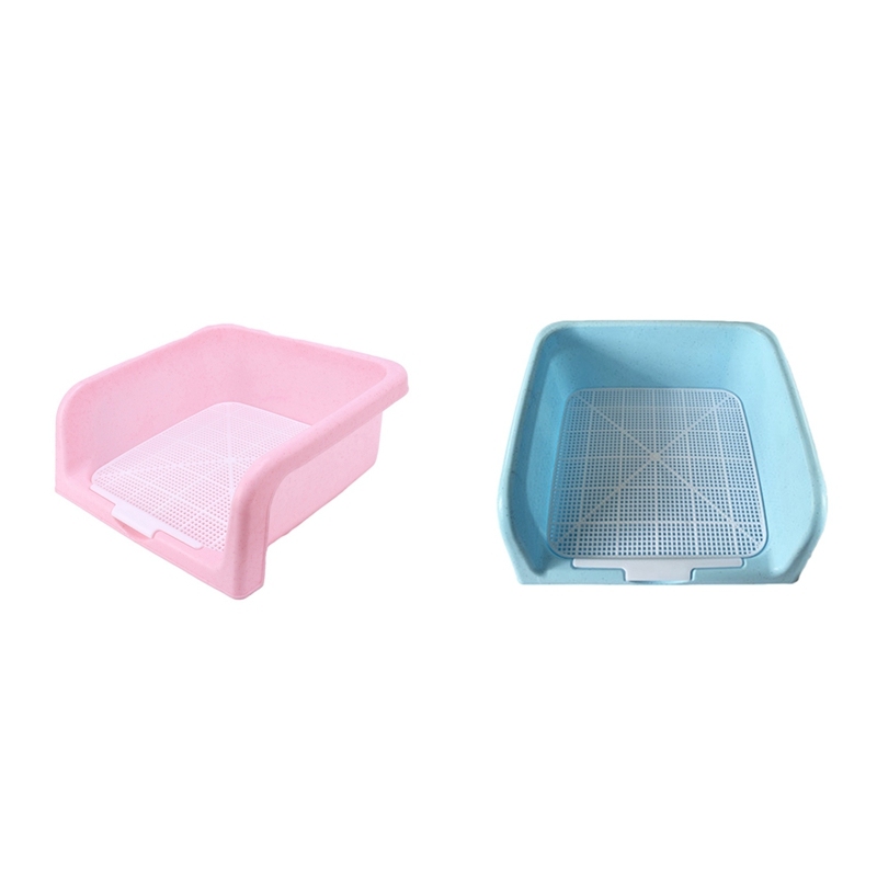 2x Portable Pet Dog Cat Toilet Lattice Tray with Column Urinal Bowl Pee Training Toilet Easy to Clean Pet Product
