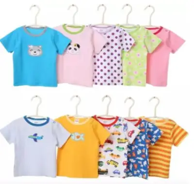 BABA Branded Baby Shirt Top Boy Girl Cotton T Shirt Random Design Tees