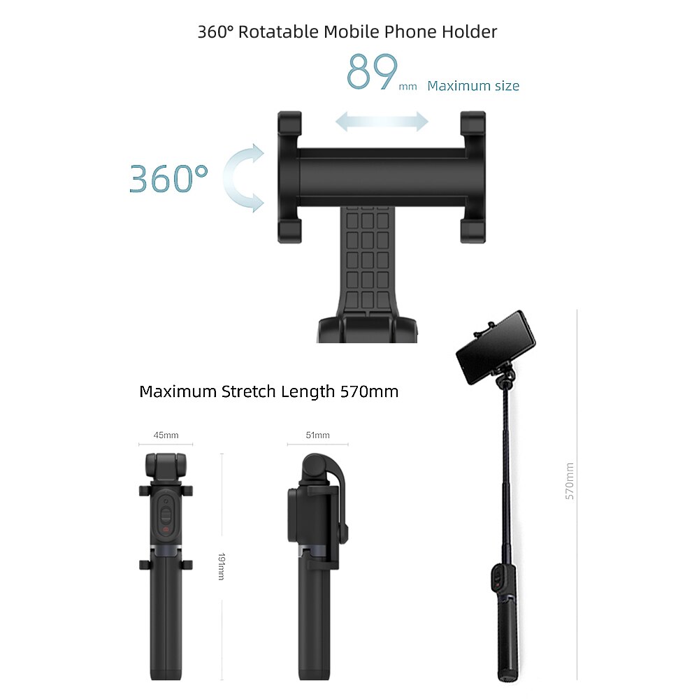 Original Xiaomi Monopod Mi Selfie Stick Zoom Bluetooth Tripod With Wireless Remote Shutter 360 Rotation Foldable For Ios Android