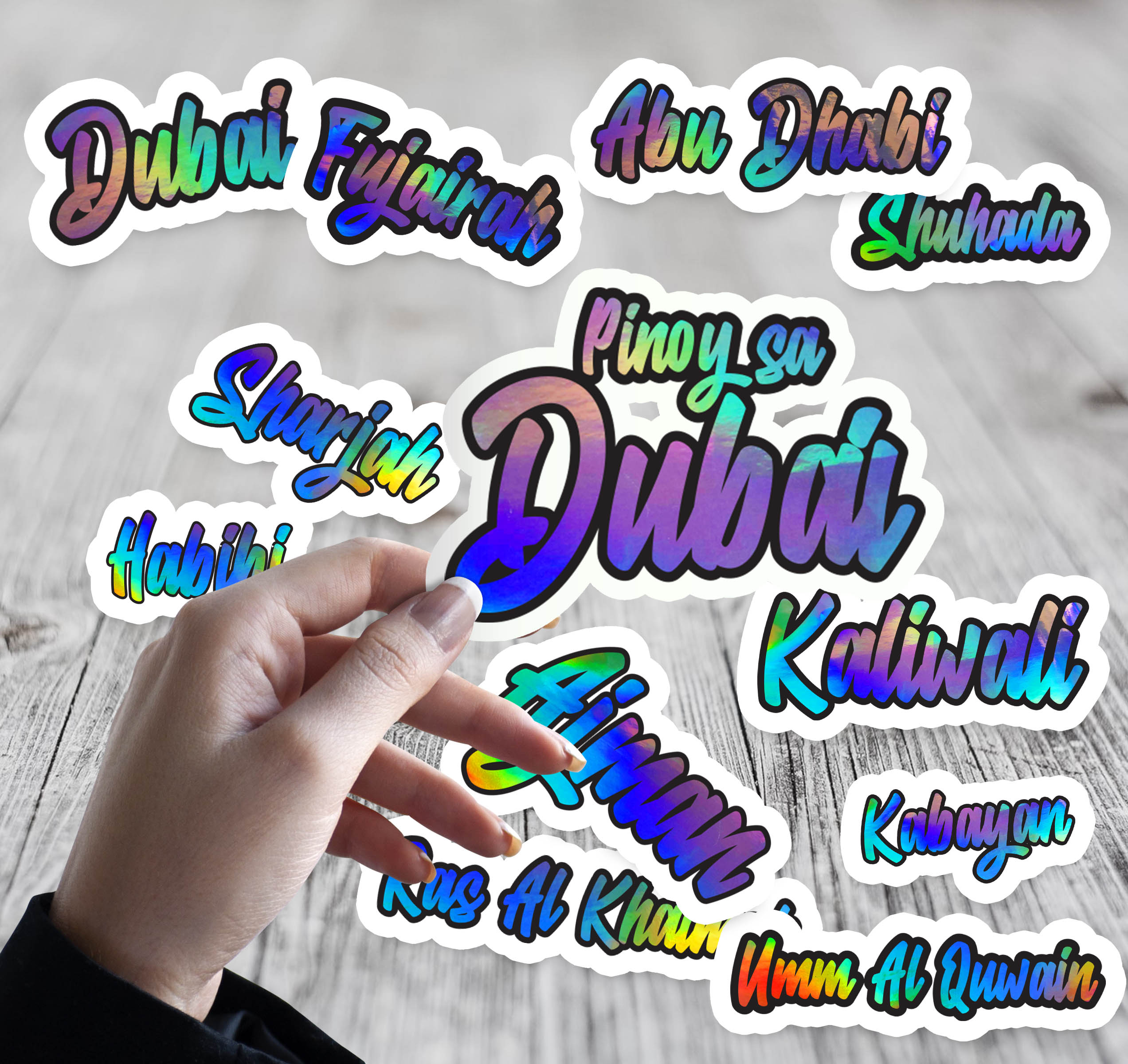 UAE Stickers UAE States Stickers Hologram Dubai Stickers for Decals