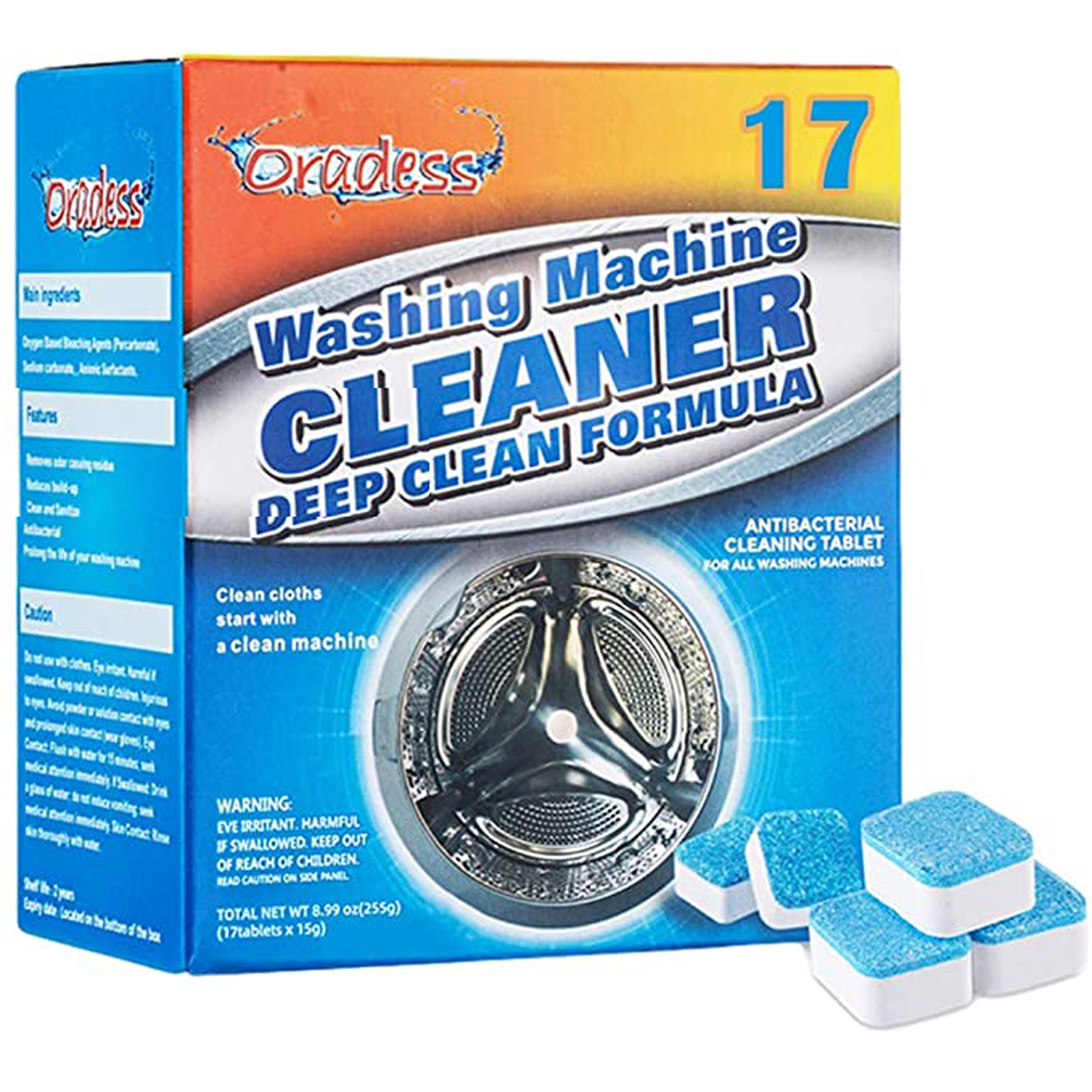 Washing Machine Cleaner Descaler 12Pcs - Deep Cleaning Tablets For HE Front  Loader & Top Load Washer, Clean Inside Drum And Laundry Tub Seal