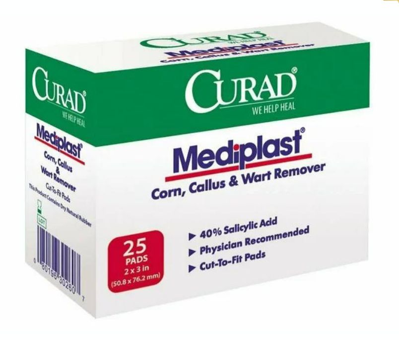 Curad Mediplast Corn, Callus & Wart & Wart Remover 25Pads 2x3in ( 50.8 x 76.2 mm) Lazada PH