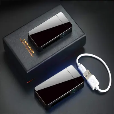 Electronic lighter with USB charging LED dual arc-free lighter touch screen electronic lighter windproof plasma lighter