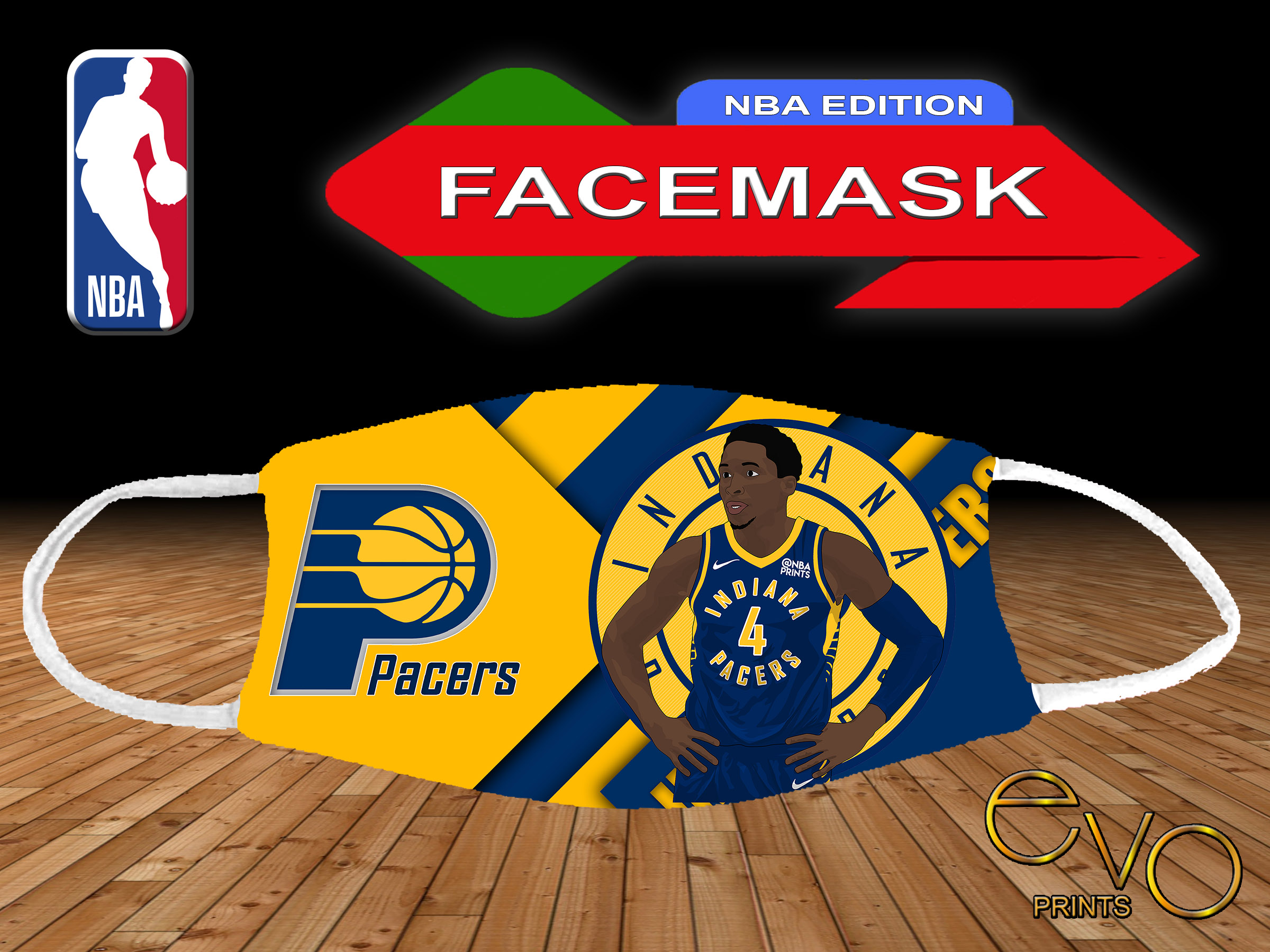 Indiana Pacers Mask Nba Design Face Mask Neoprene Fabric Washable Face Mask With Filter Pocket
