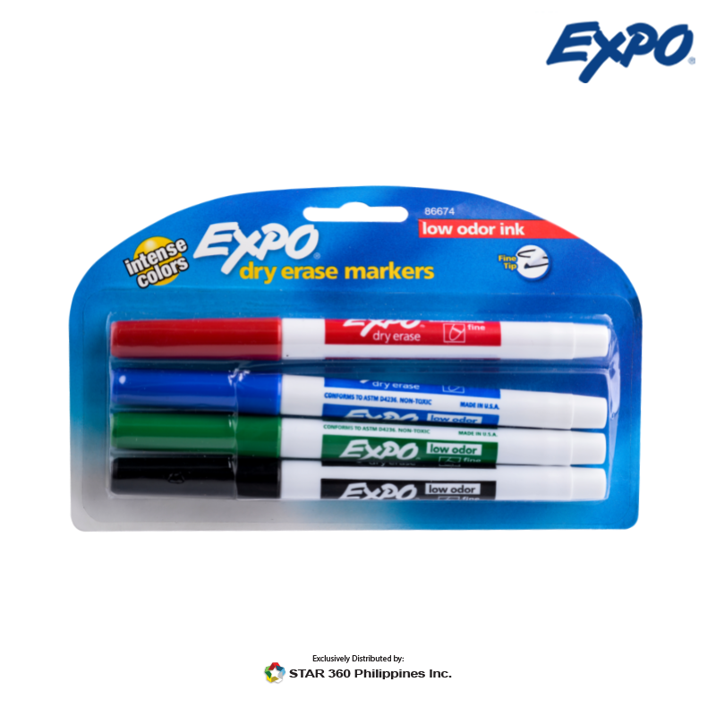 Expo Low Odor Dry Erase Whiteboard Marker Fine Tip (Basic Asstd 4s