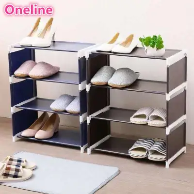 Oneline Simple Stainless Steel Non-oven Fabric Shoe Rack( 4-layer shoe rack）