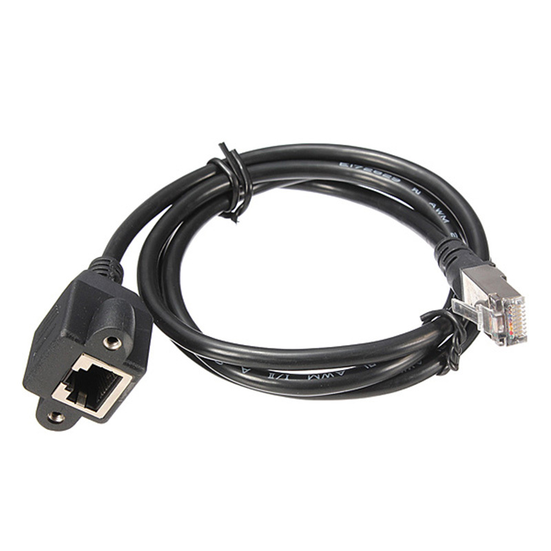 Bảng giá 1m RJ45 Male to Female Screw Panel Mount Ethernet LAN Network Extension Cable Black Phong Vũ