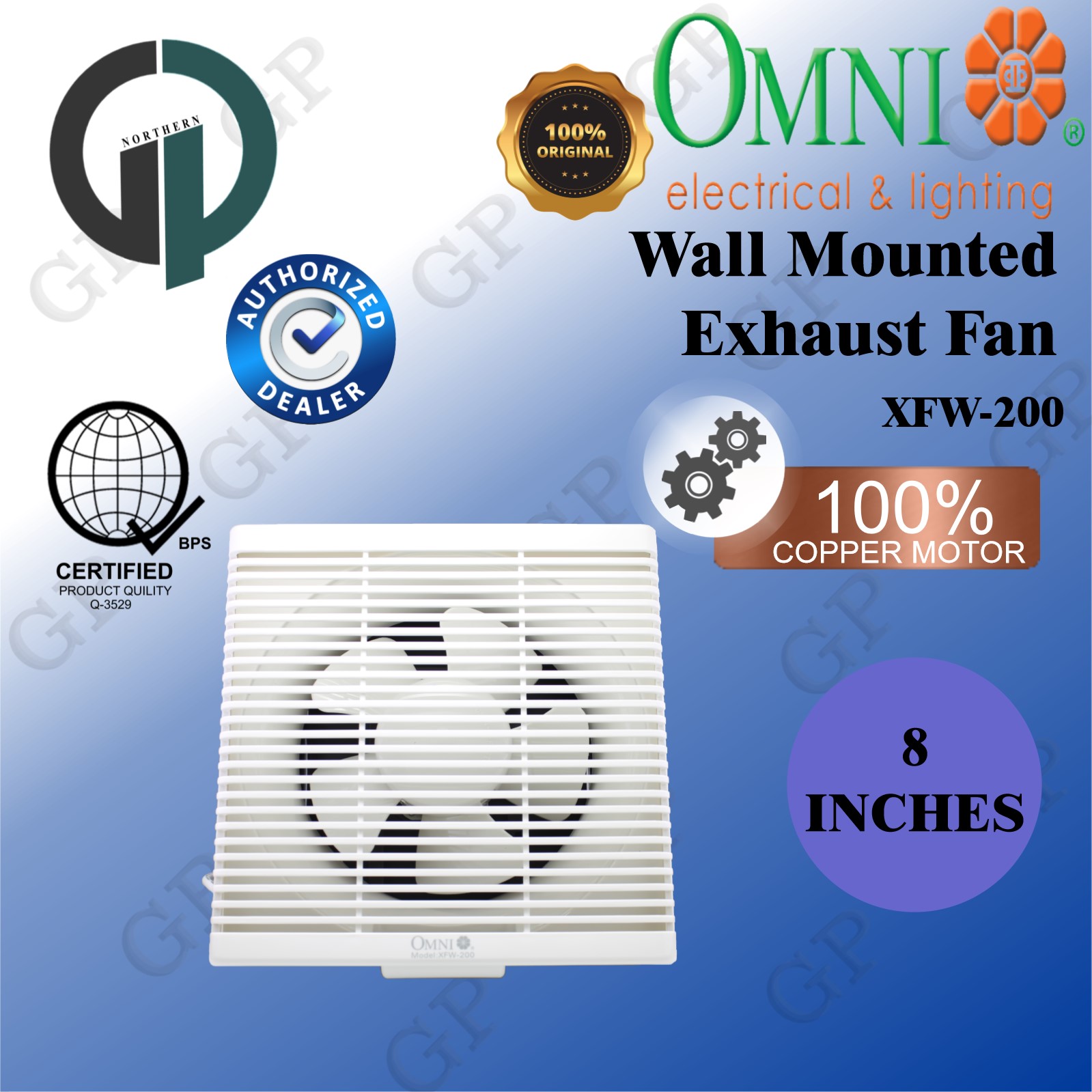 Omni Wall Mount Exhaust Fan 8" Blade with Cover ( XFW2008