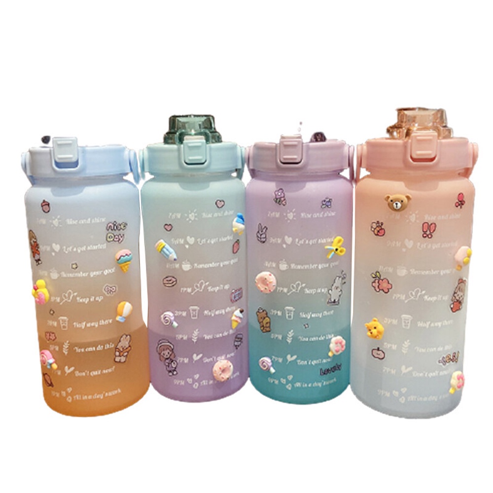 【Hot】 2L PASTEL Motivational Water Bottle with Time Marker Straw-BPA ...