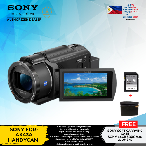 SONY FDRAX43A HANDYCAM 4K Handycam® with Exmor R™ CMOS sensor, Video Camera for Content