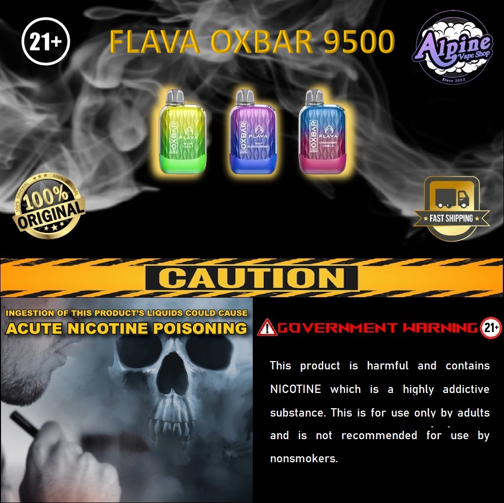 FLAVA Oxbar 9500 Puffs Rechargeable Disposable Vape Pod 9.5k Puff Dispo ...