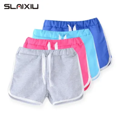 SLAIXIU Cotton Girls Shorts Kids Clothing New Candy Color Children's Beach Pants Short for Girl (1 piece)