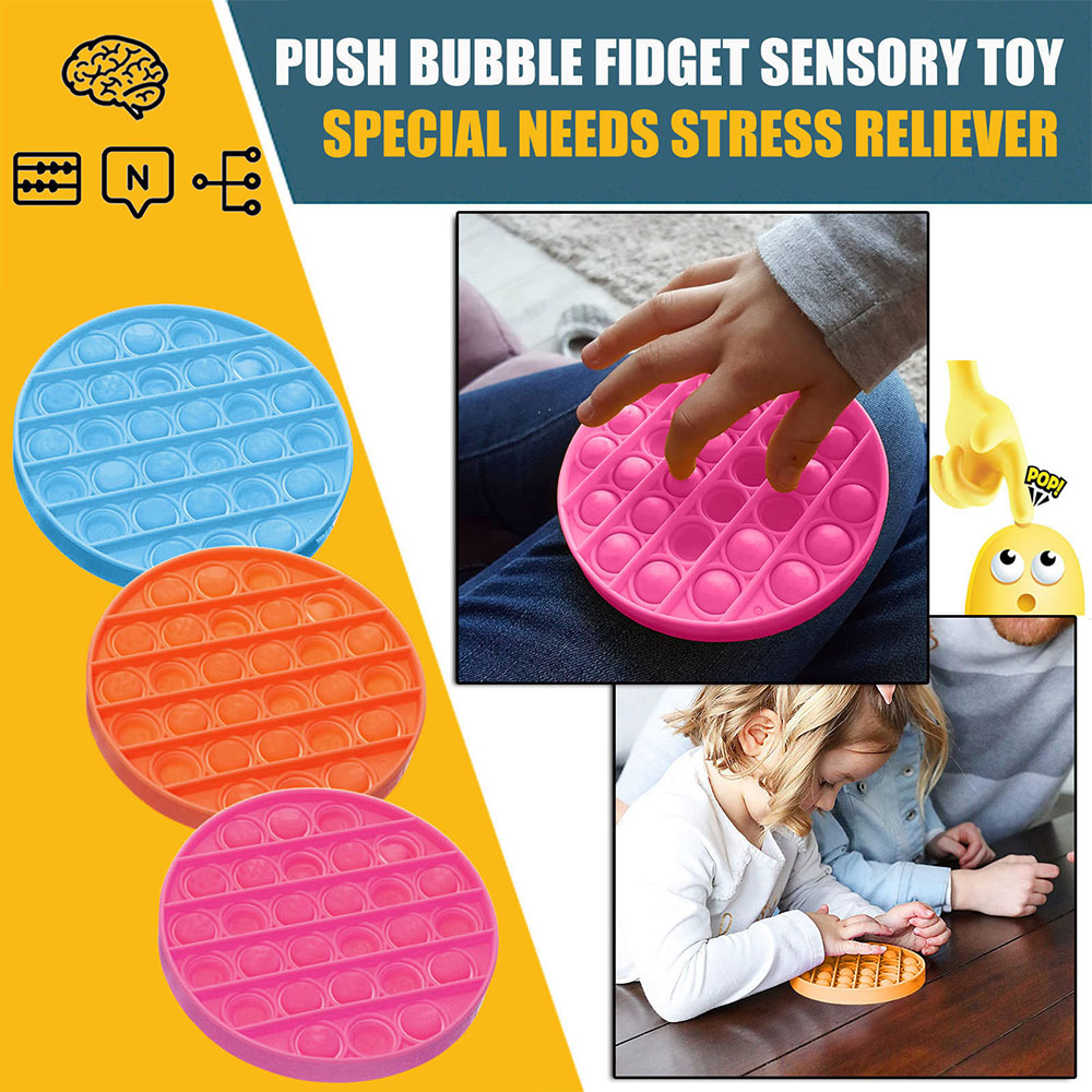 YJF0079 Soft Anti-ความเครียดออทิสติกความต้องการบีบของเล่นสำหรับเด็กผู้ใหญ่รอบ Push ฟองเกมการศึกษาของเล่นเพิ่มสมาธิ Push Pops Bubble Sensory ของเล่น