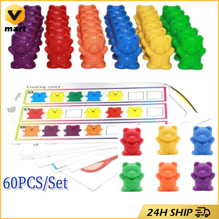Moulty Counting Bears with Stacking Cups Montessori Educational Sorting  Rainbow Toys For 3 Year Old Boys