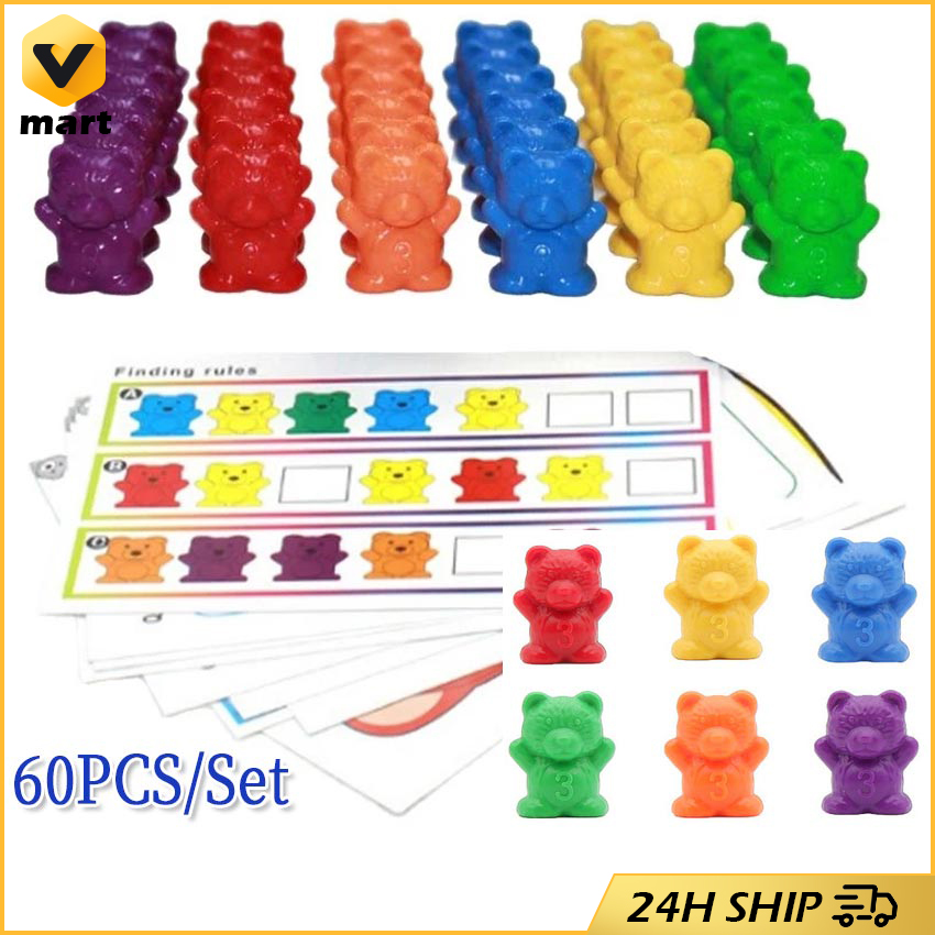 Moulty Counting Bears with Stacking Cups Montessori Educational Sorting  Rainbow Toys For 3 Year Old Boys and Girls