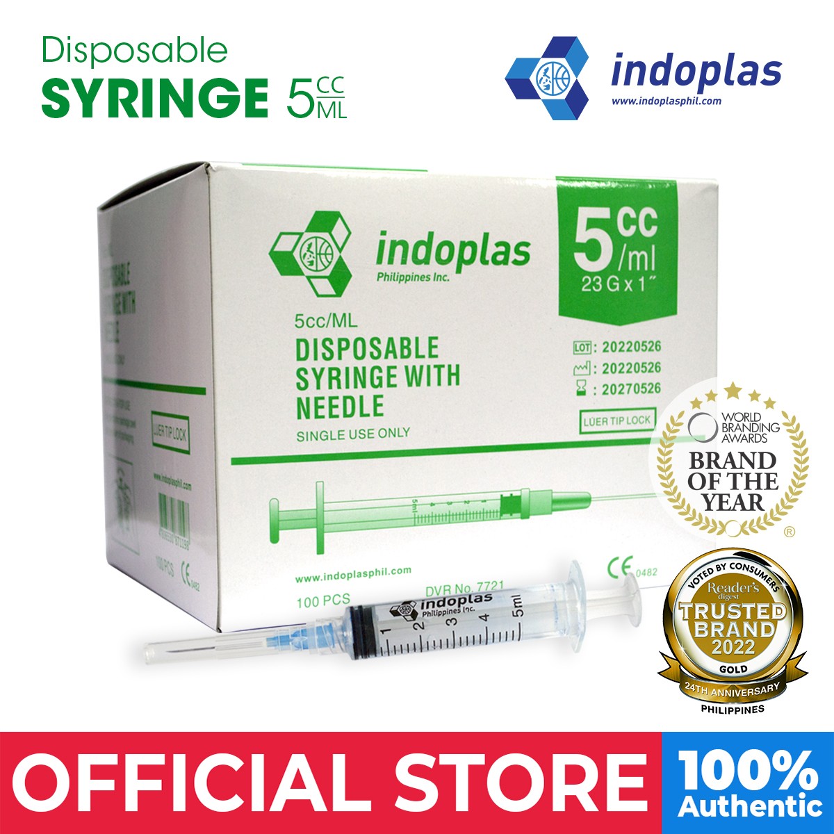 Indoplas 5cc Disposable Syringe Box of 100 Lazada PH