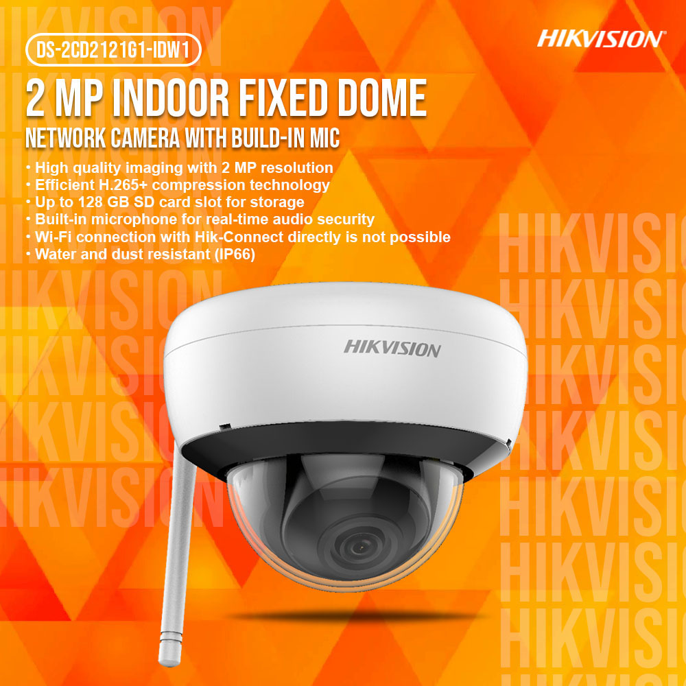 Hikvision DS-2CD2121G1-IDW1 MP IR Fixed Network Dome Camera Hikvision  DS-2CD2121G1-IDW1 2MP built in mic IP66 Dome HIKVISION dome