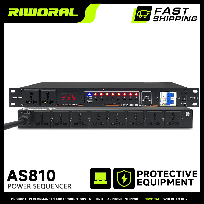 RIWORAL AS810 power sequencer controller 8 channels controllable + 2