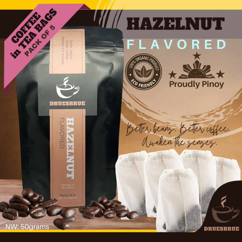 DruesBrue. Coffee in Tea Bag Hazelnut Flavored Coffee , Organic