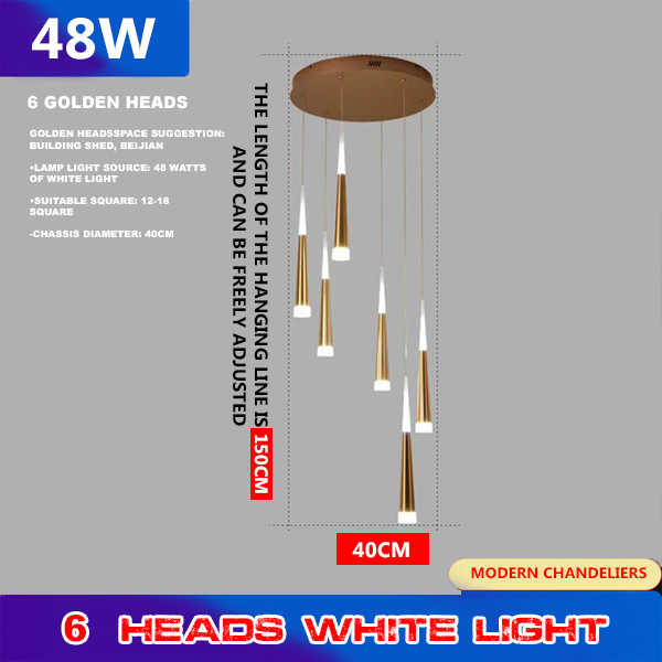 Stair Chandeliers Modern Led Chandeliers Villa Duplex Spiral Staircase Chandeliers Long