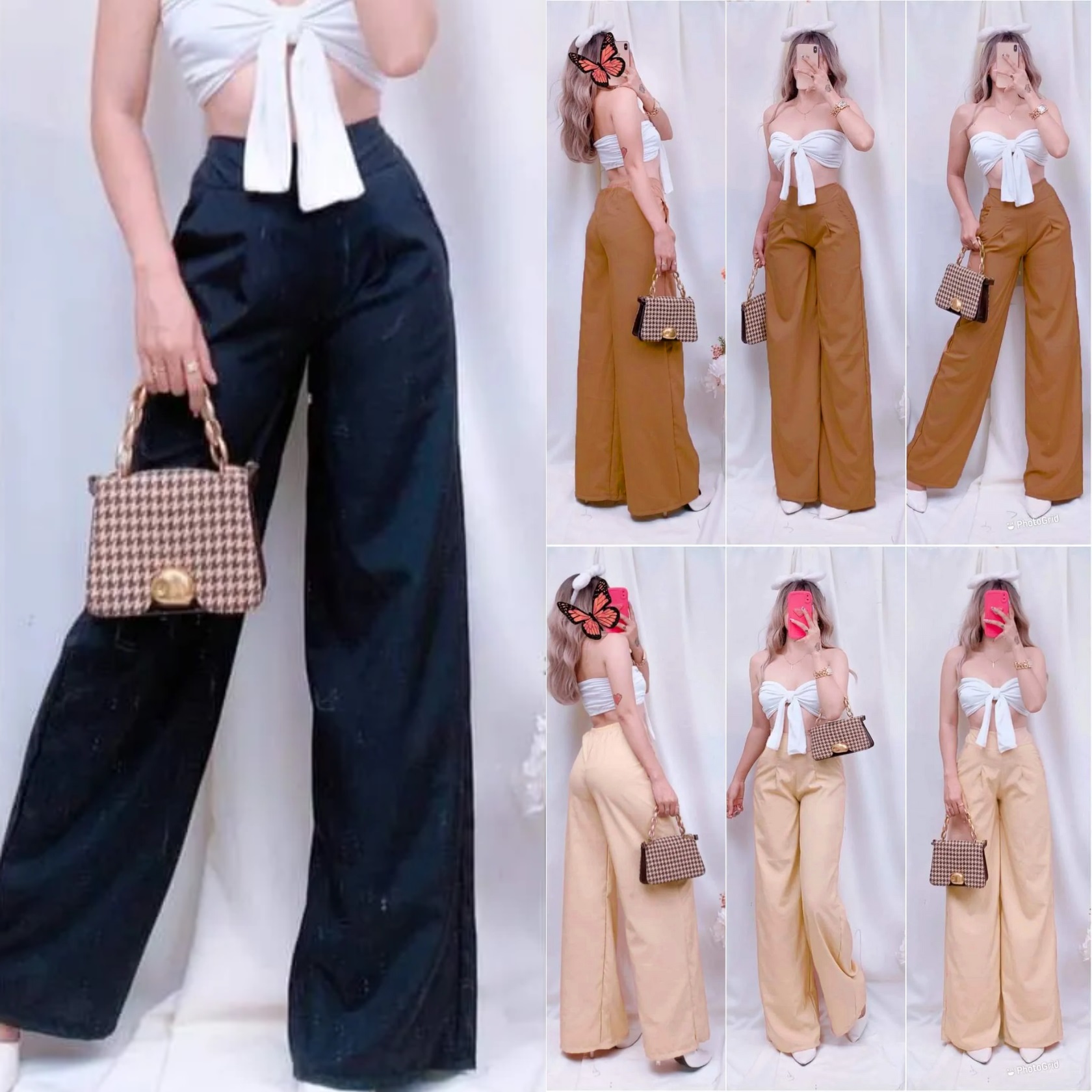 KILY.PH Highwaist Pants Wide Leg Bottom Taslan Trouser with Belt