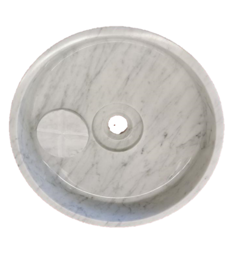 Polished Bathroom Countertop Wash Basin Carrara White Marble Stone