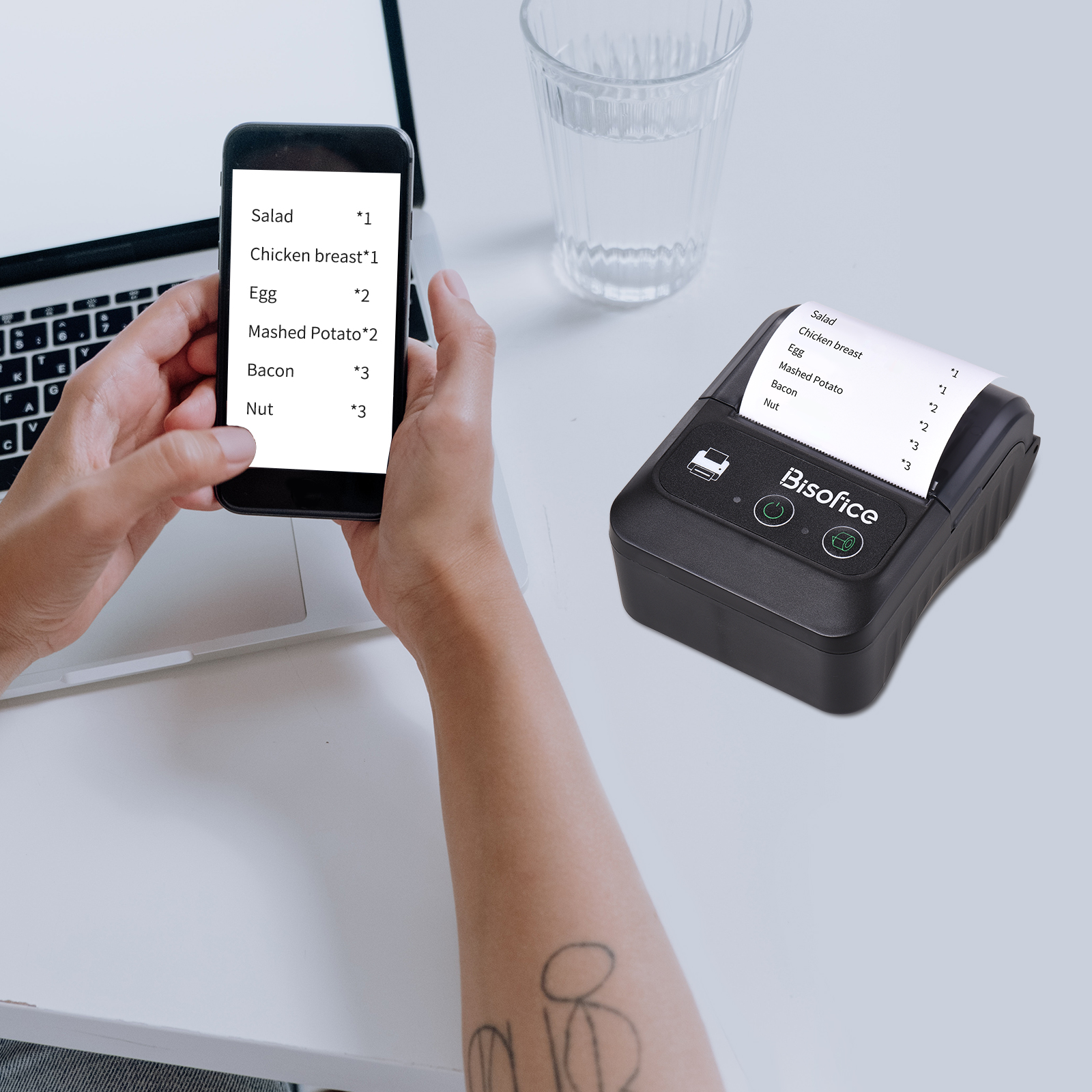 (Free 1 Roll Paper)Aibecy Portable Wireless BT Mini Thermal Printer 58mm 2 Inch Thermal Receipt Printer Command Compatible with Android/Windows for Small Business Restaurant Retail Store